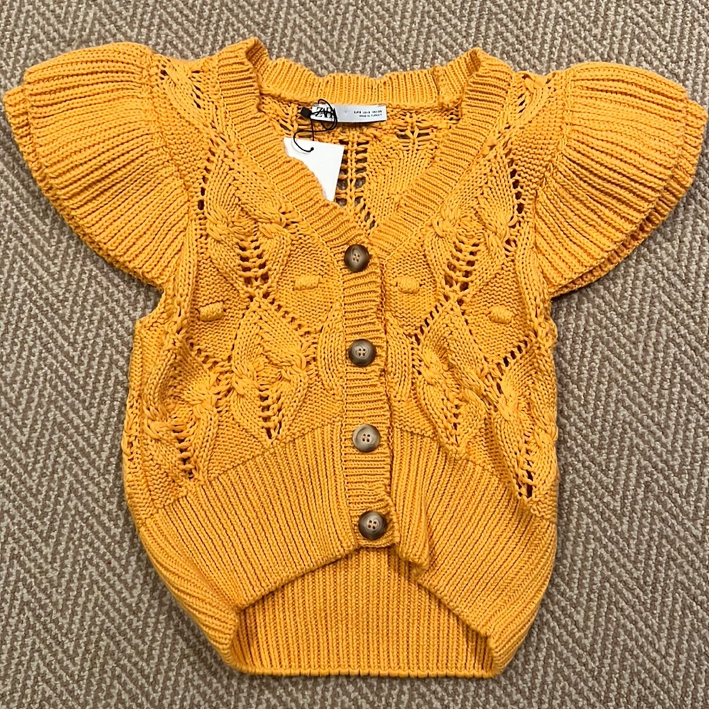 Zara NWT Orange cotton cardigan SZ S